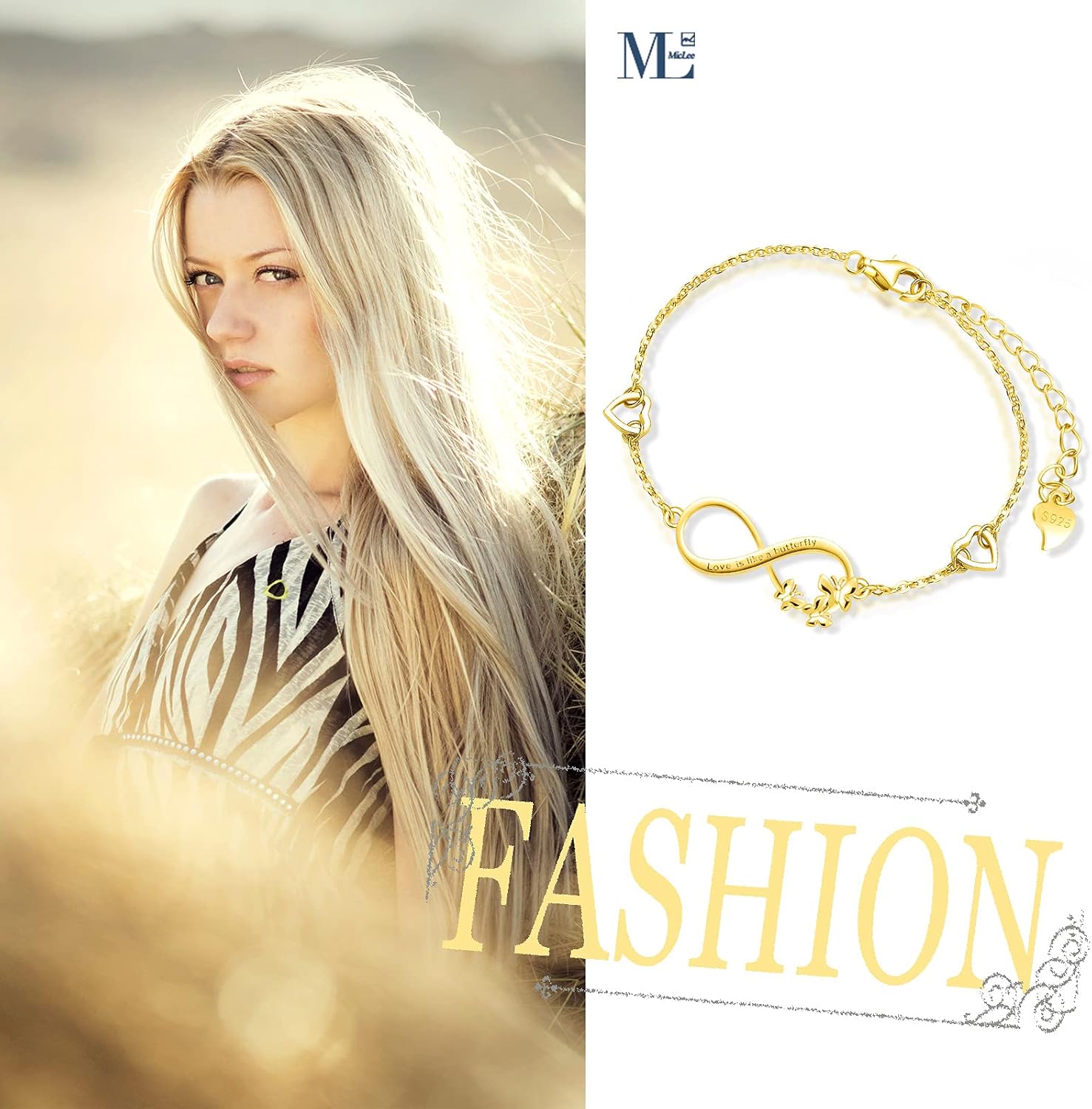 MicLee-Bracciale da donna in argento 925 Bracciale con
