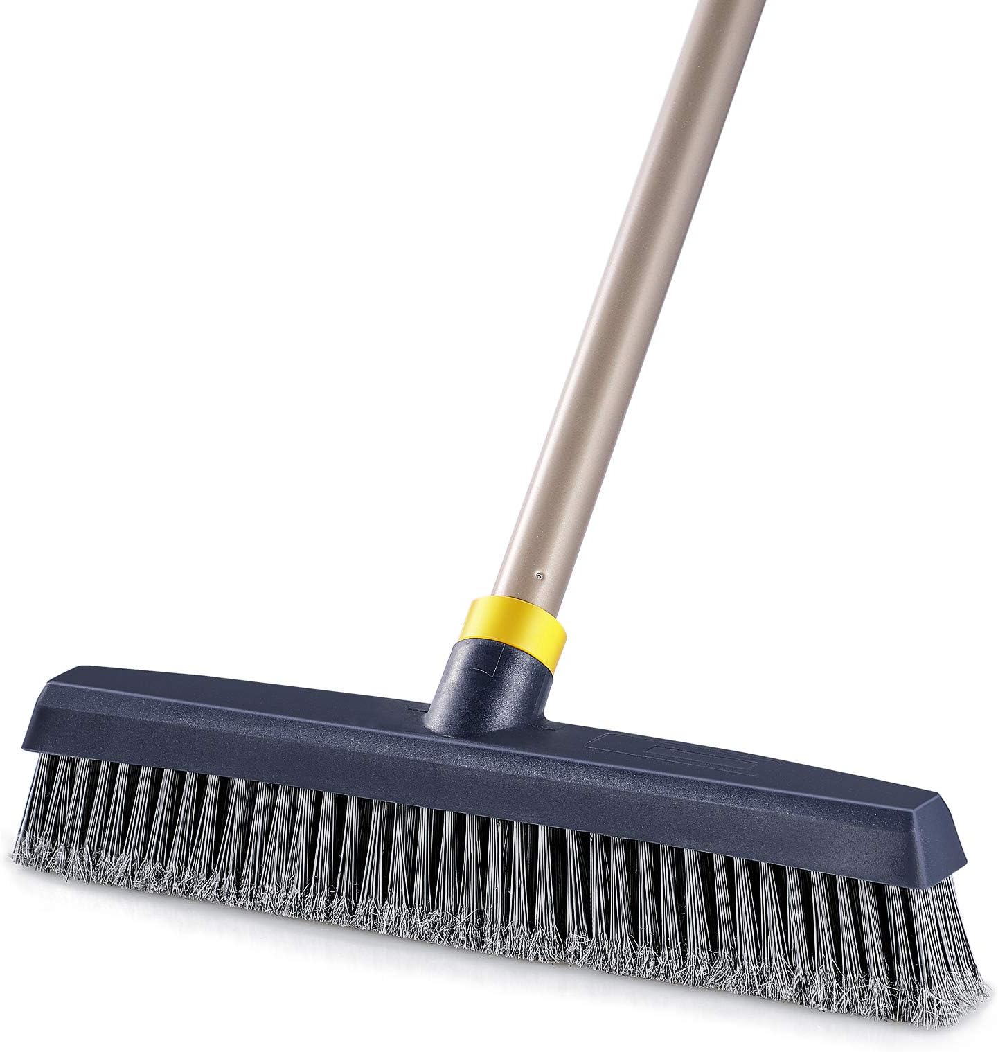Yocada Push Broom Brush Stiff Bristles 12.8" Broom Head Telescopic Heavy-Duty Outdoor Commercial for Cleaning Bathroom Kitchen Patio Garage Deck Concrete Wood Stone Tile Floor
