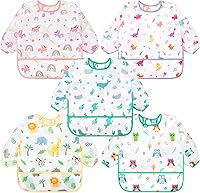 Vista 13 de Accmor 5 Pack Long Sleeve Bibs, Baby Smock Waterproof Sleeved Bib Smock for Baby Toddler 6-36 Months