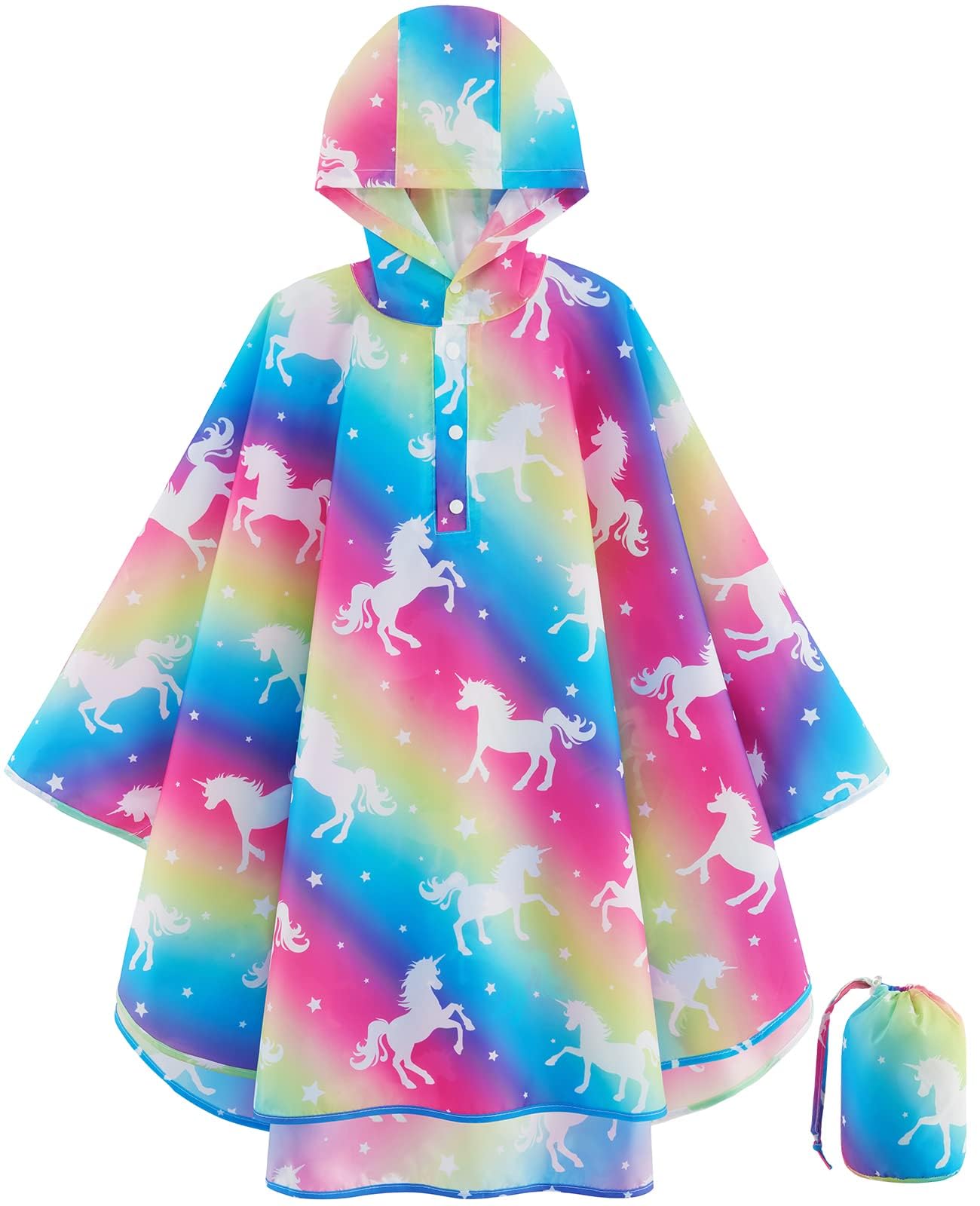 Kids Rain Poncho Waterproof Boys Girls Portable Raincoat Rain Jacket Lightweight Rainwear for Age 3-15