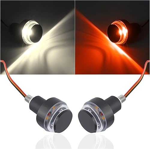 2 luces direccionales de motocicleta de doble color con 12 LED, luces LED ámbar para motocicletas, scooters, motocross, ATV, con manillar de 0.866