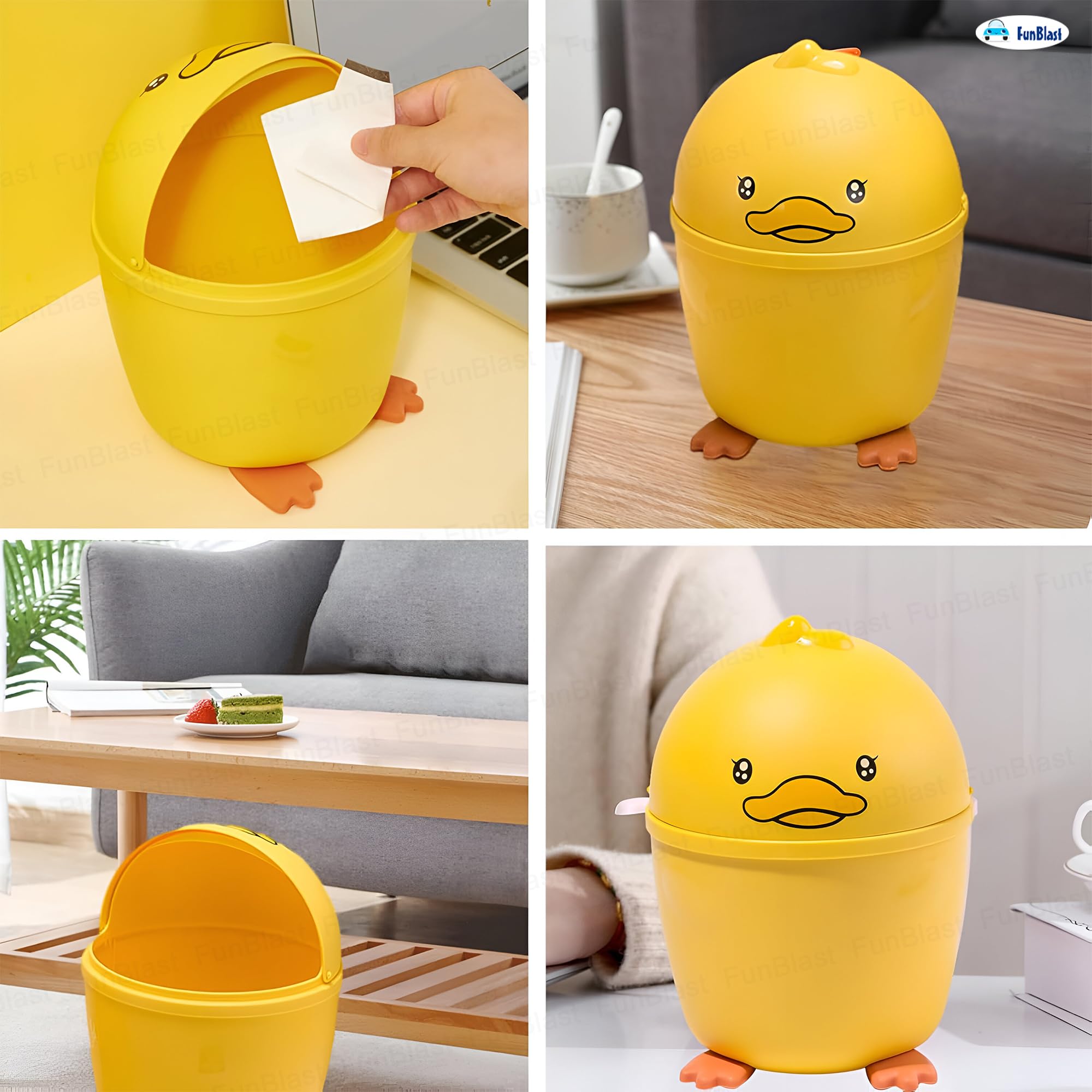 FunBlast Mini Desktop Dustbin - Swing Lid Trash Can -3
