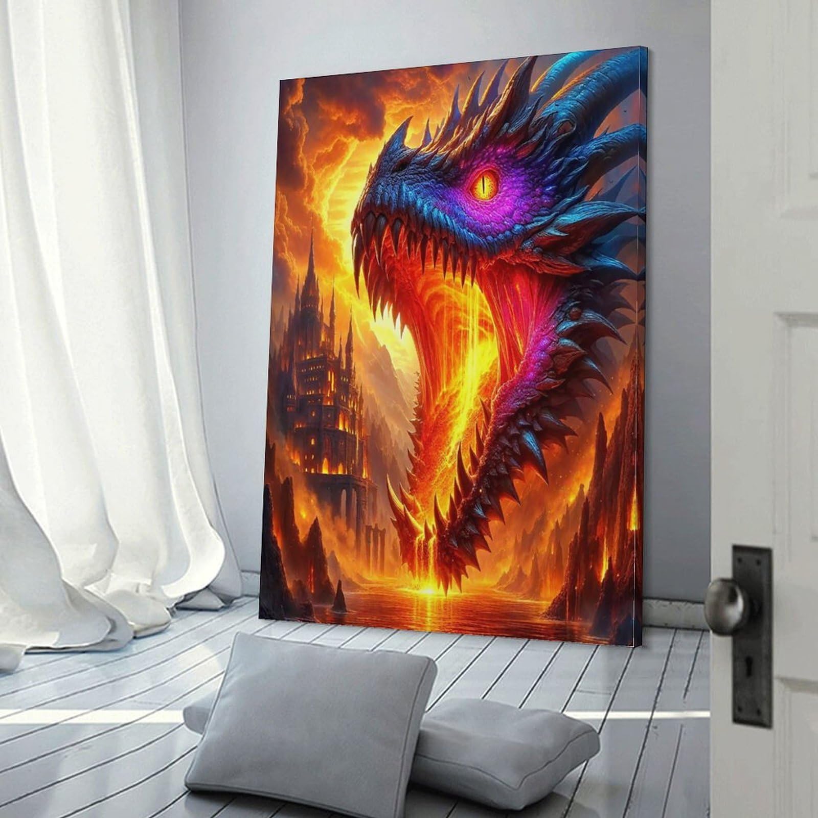 Tableau dragon du mal 50x75 cm décoration murale en toile