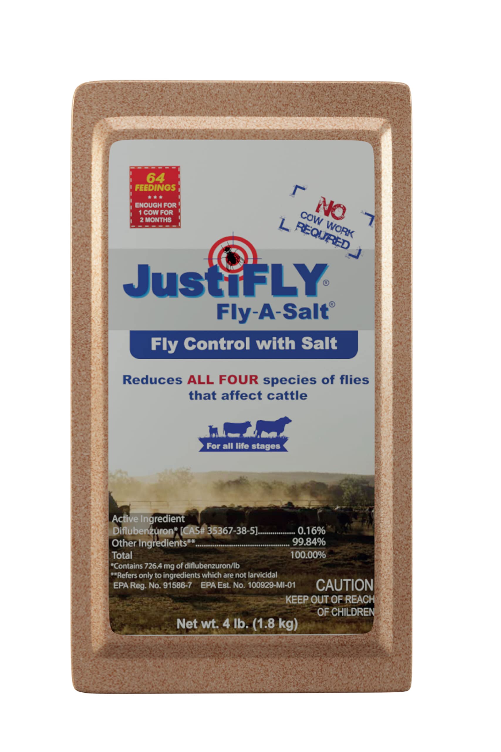 Buy JustiFLY FlyASalt Cattle Fly Control Block with Salt, 4 lb 700