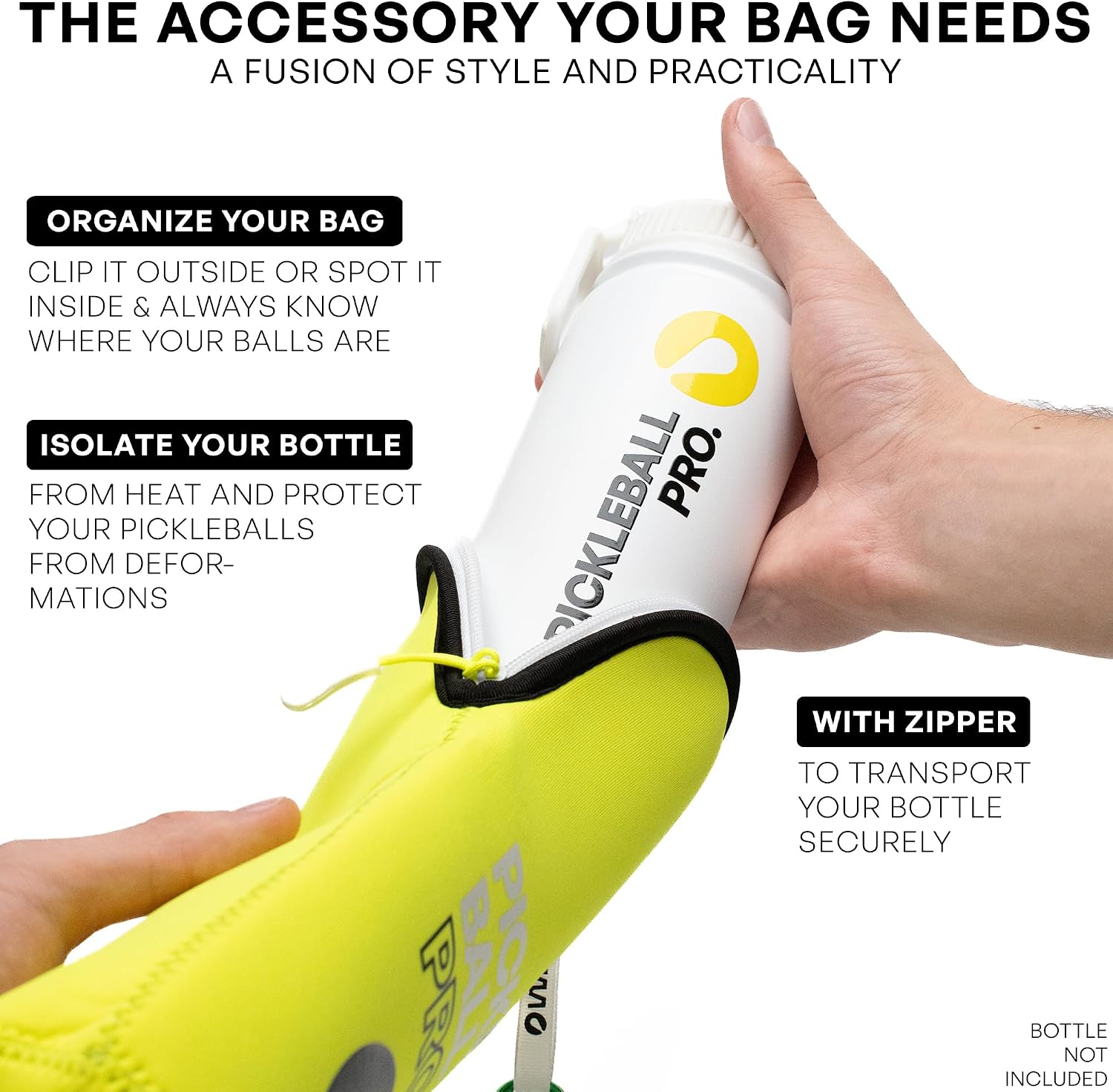 WES Pickleball Ball Holder - Metal Hook for Fence/Backpack | Neoprene Pickleball Ball Bag image 3
