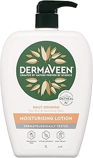 DermaVeen Daily Nourish Moisturising Lotion 1L with colloidal oatmeal| Dermatologically tested, fragrance free, hypoallerg...