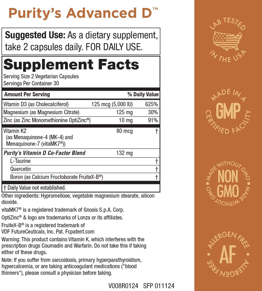 Purity Products KIT - Advanced D + Omega-3 Ultra-Pure Fish Oil from Advanced D is Packed with Vitamin D, Vitamin K2, Zinc, Magnesium Citrate, Boron and Taurine