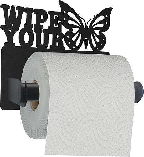 Soporte de papel higiénico para montaje en pared, divertido organizador y almacenamiento de rollos de papel higiénico, negro mate, accesorios de