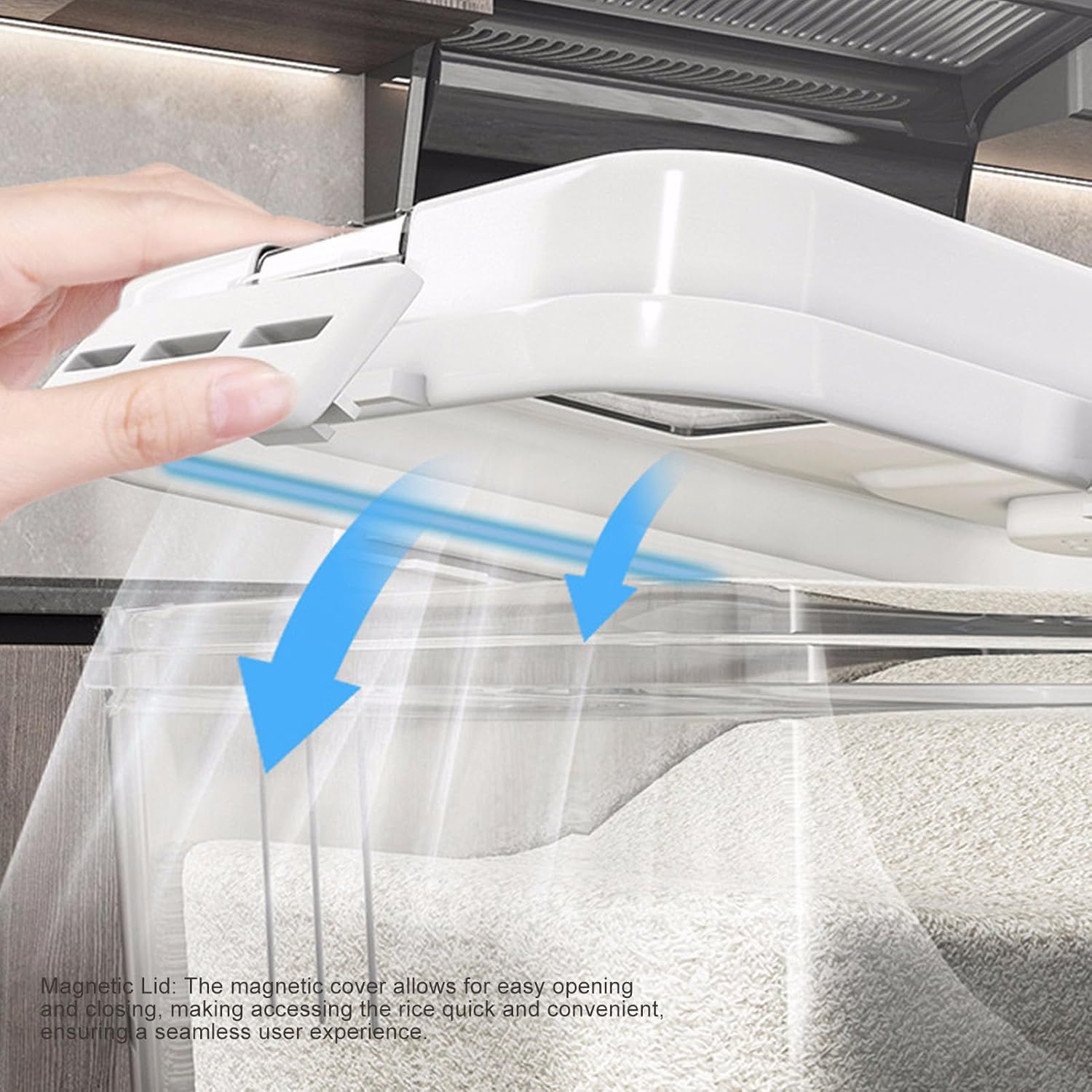 Rice Dispenser Container, Sealed Travel Bucket, Rice Container, Bucket, 7500 g, Plastic, Sealed Rice Dispenser Container with Magnetic Lid for Storing