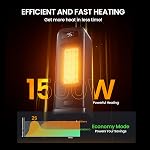 FLANUR Space Heater for Bedroom, Smart Electric Heater with WiFi and Voice Control, 12H Timer, 4 Modes, Thermostat, 1500W PTC Ceramic Indoor Heater, 36dB Quiet Heating for Home Office, 1Pack Black