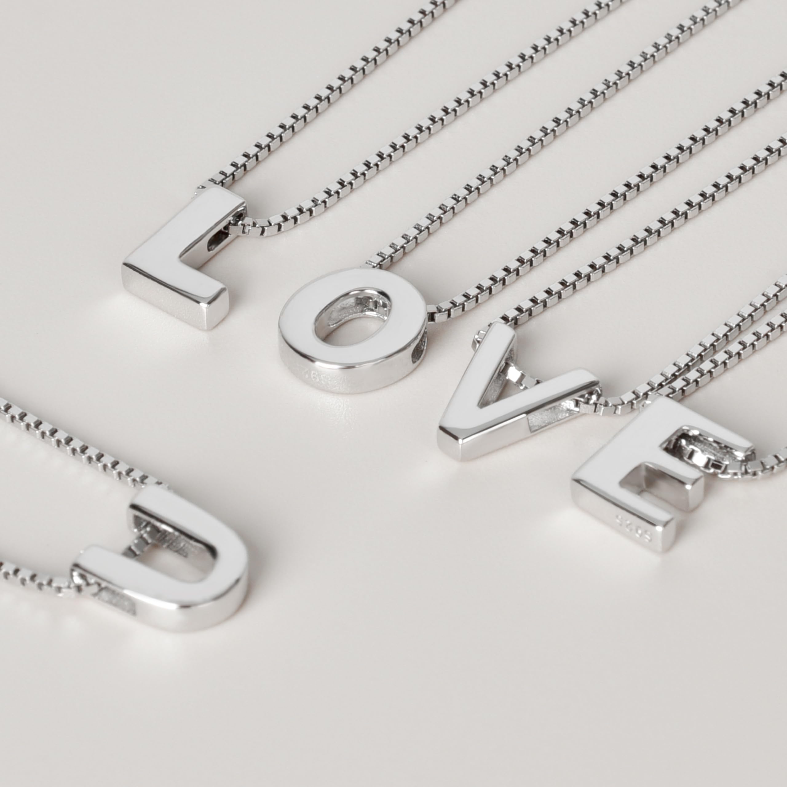 Candyfancy Pendentif Lettre Argent 925 Initiale Prenom A-Z Alphabet Personnalisé Chaîne 45CM Bijoux Collier Fille Ado Femme