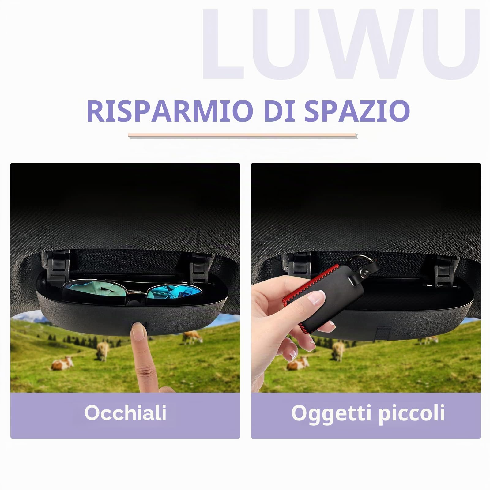 LUWU Compatibile con BMW F30 F10 F12 F01 G20 G30 G32 G11 X1 X3 X5 X7 Porta Occhiali da Sole Auto Custodia per Occhiali da Sole Accessori Interni per Auto Custodia per Occhiali (Nero)