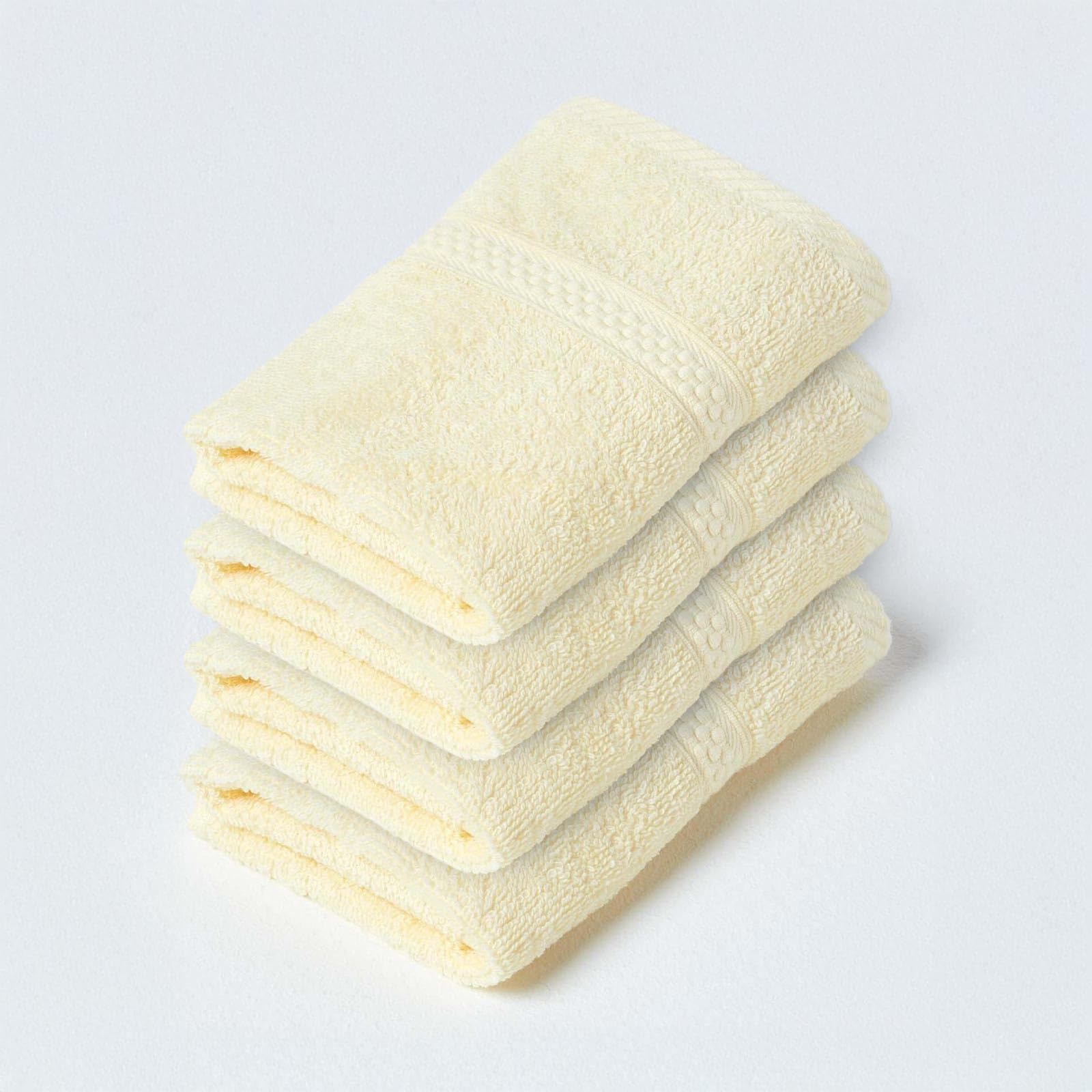 HOMESCAPES Light Blue Turkish Cotton Set of 4 Face Cloths Flannel Super Soft Thick & Absorbent 500 GSM Towel Heavy Weight for everyday Luxury — view 103