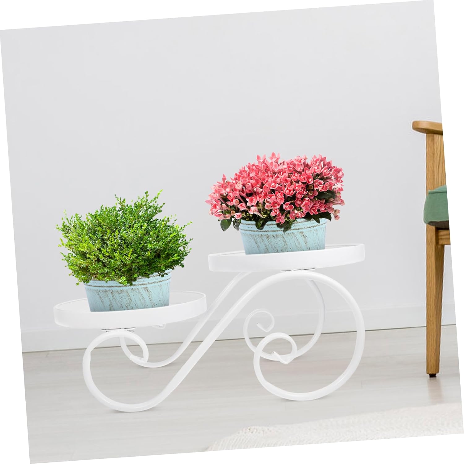 1Pc European Style Wrought Floor Flower Storage Rack Elegant Plant Stand for Home Decoration for Bedroom Office and Garden Use