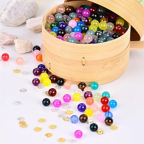 Miniatura 4 de Mizivn 700 cuentas de vidrio para hacer pulseras y joyas, juego de pulseras de cuentas de piedras preciosas de cristal de 28 colores de 0.315