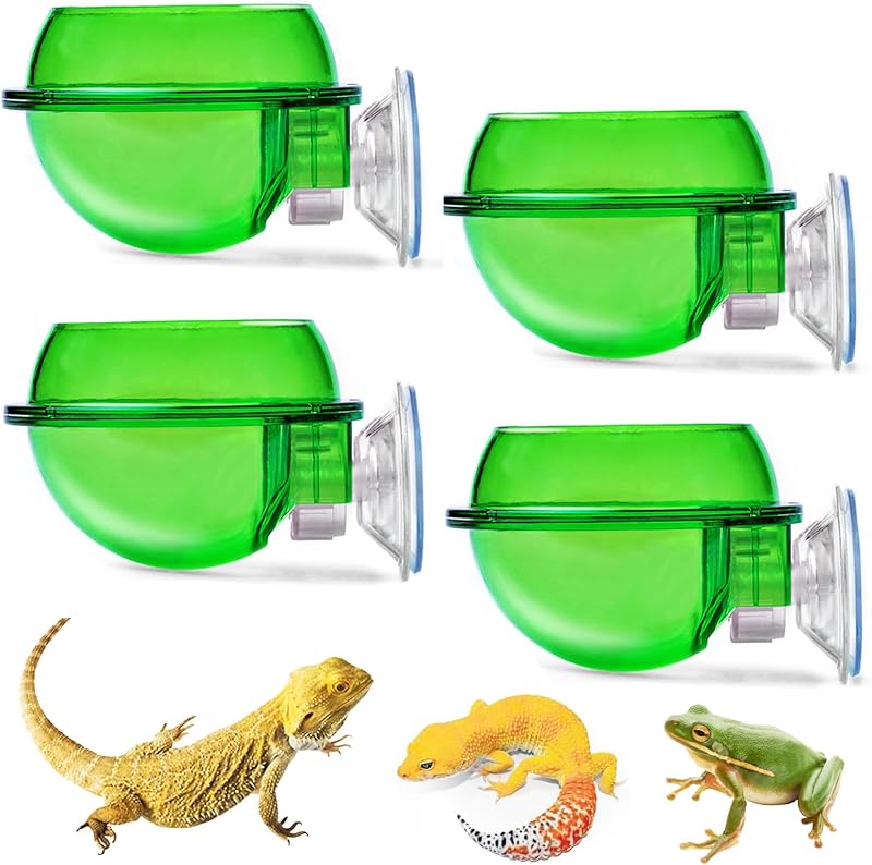 PINVNBY Reptile Bowl with Suction Cup,Chameleon Feeding Bowl,Gecko Food and Water Feeding Dish Pet Feeder Supplies Accessories for Lizards,Snakes,Bearded and Dragons(4 Pcs)
