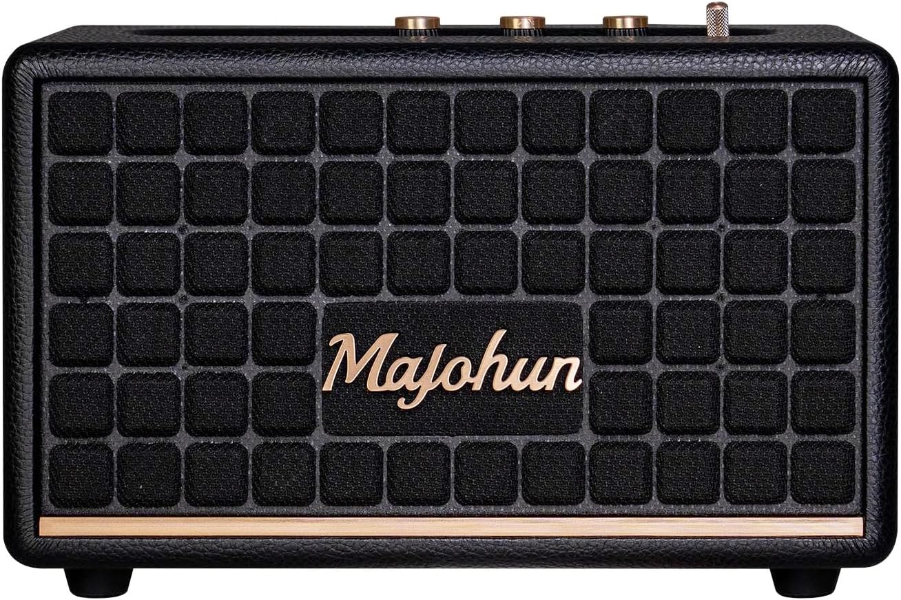 100W (Peak) Wood Bluetooth Speaker for Home, Vintage Speaker with Bluetooth 5.4, TWS Paire, Stereo Sound with Bass/Treble Control, AUX and USB Input, Retro Speakers for Home, Room, Office,Party(Black)