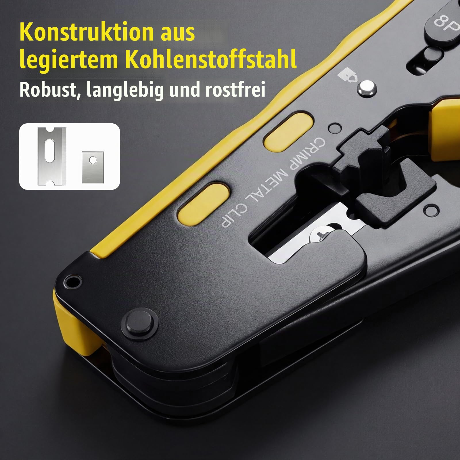 Netzwerk Werkzeug Set RJ45 Crimpzange mit 20 x RJ45 Stecker Cat7/Cat6a, Netzwerktester, LSA Auflegewerkzeug, Abisolierzange, 100 x Nylon-Kabelbinder, Profi RJ45/RJ11/RJ12 Reparaturwerkzeuge