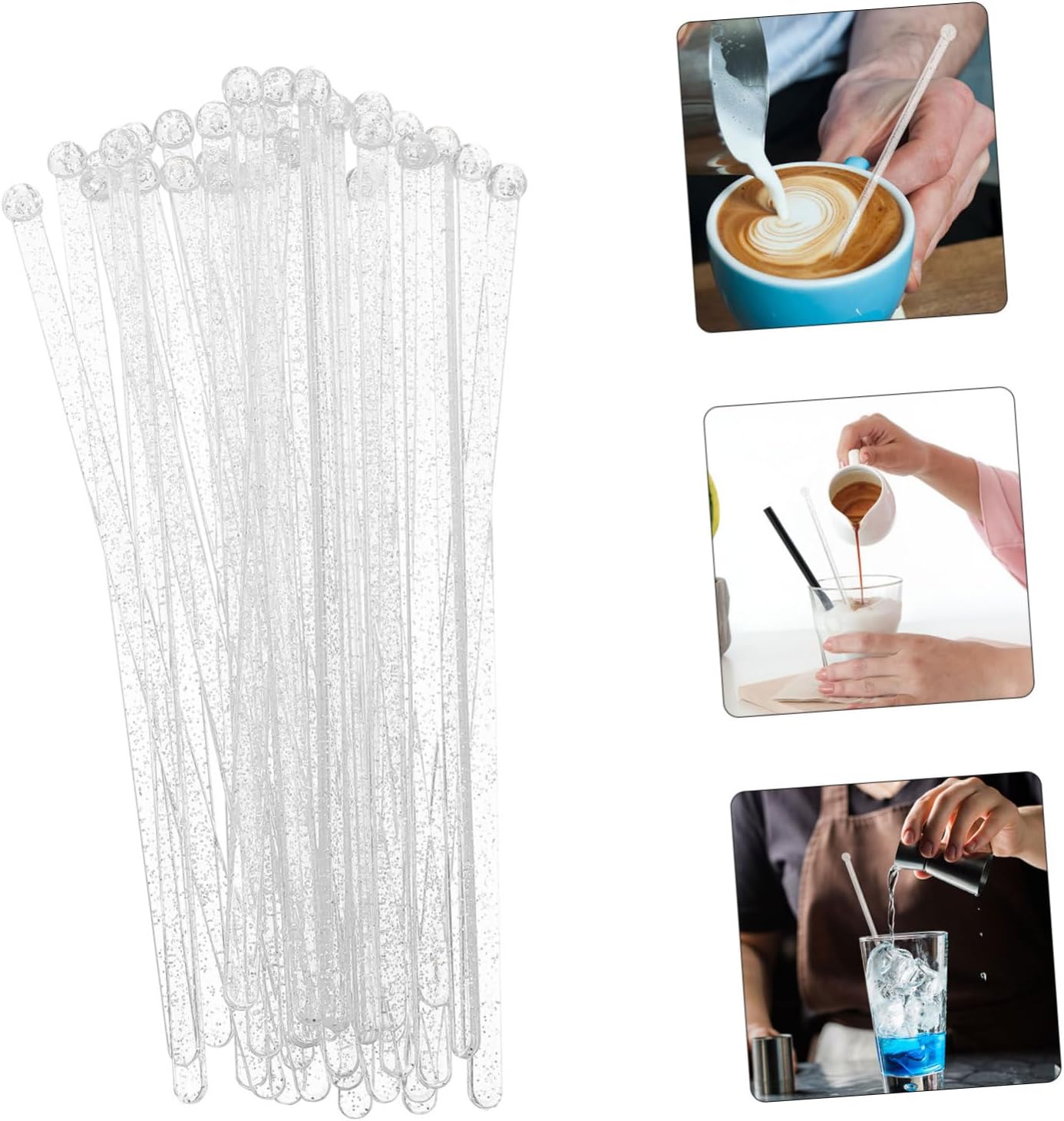 100Pcs Clear Stirring Sticks for Drinks Cocktail Mixing Stirrers Tip Stirrer Sticks for Home Bar and Shop Use Elegant Design for Any Occasion