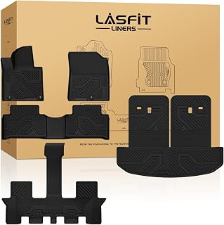 LASFIT Custom Fit Floor Liners for Kia Sorento 2021-2026 Gas Models - All-Weather TPE Full Set Mats, Backrest & Cargo Liner, Black