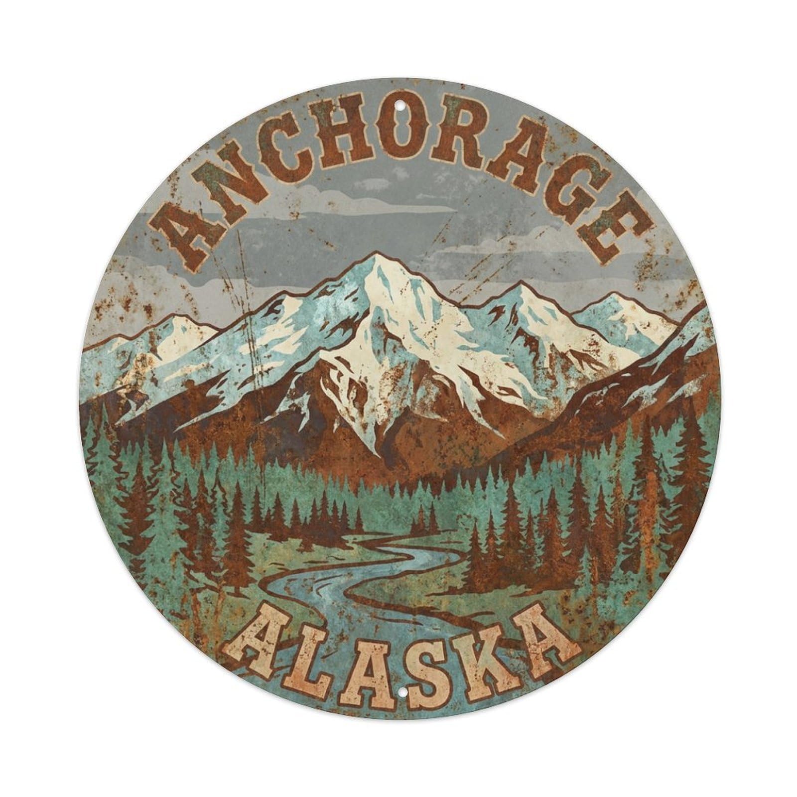 Galvaxio Style Usa Retro Travel Anchorage Metal Tin Sign