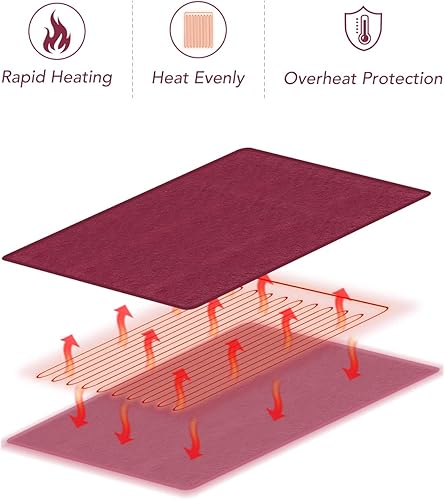 Miniatura 5 de HB-FM-FL-RE - Manta eléctrica térmica de franela de gran tamaño de 72 x 84 pulgadas, certificación ETL, calentamiento rápido con 4 niveles de