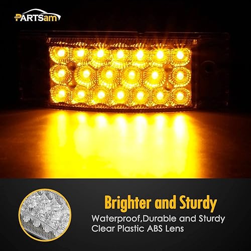 Miniatura 9 de Partsam 2 luces LED rectangulares rojas de 6 pulgadas para remolque, 21 diodos con reflectores+par de luces de marcador frontal lateral ámbar de 6