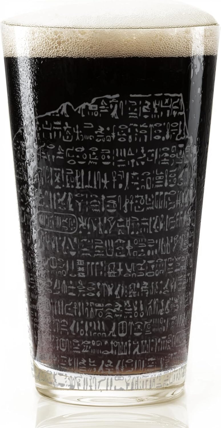 LumEngrave ROSETTA STONE Engraved 16oz Pint Glass | Ancient Artifact Laser Etched Glassware | Beer Gifts, Engraved Drinking Glass, Retirement Gift for Men, Great Birthday Gift Idea!
