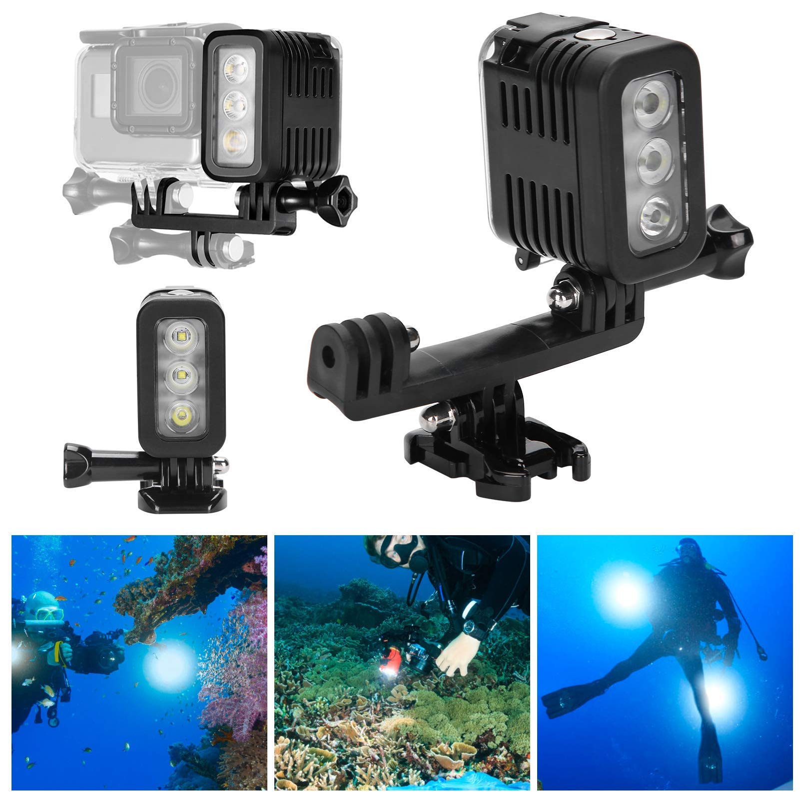 Luce Subacquea, Lampada Subacquea Impermeabile da 45 M Lampada Subacquea Ricaricabile Dimmerabile Video LED Luce di Riempimento per Immersione Luce Video LED Subacquea per