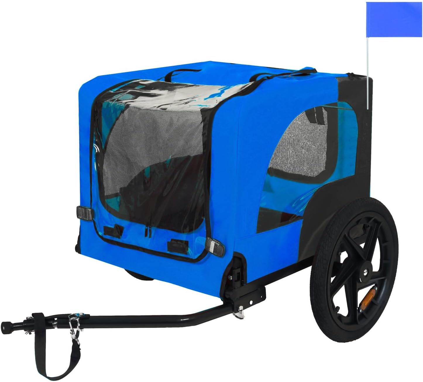 Pet Bike Trailer Dog Cart Steel Blue Stable Structure Outdoor Lawn, Porch Weather-Resistant