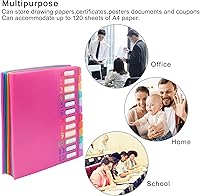 Vista 6 de Edufun Organizador de archivos expansible de 24 bolsillos, carpeta de acordeón (rosa rosa)