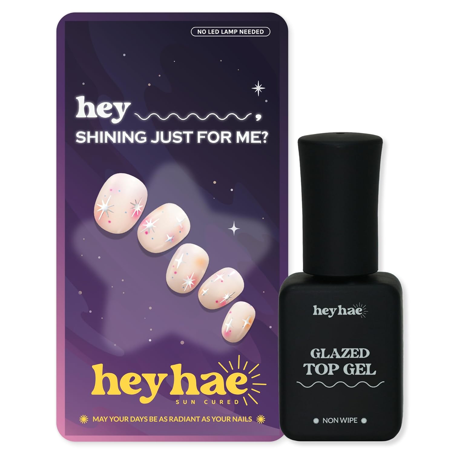 Essentials Bundle - Semi Cured Gel Nail Strips (Hey, Shining Just for Me?) + Top Gel [2 Pack]