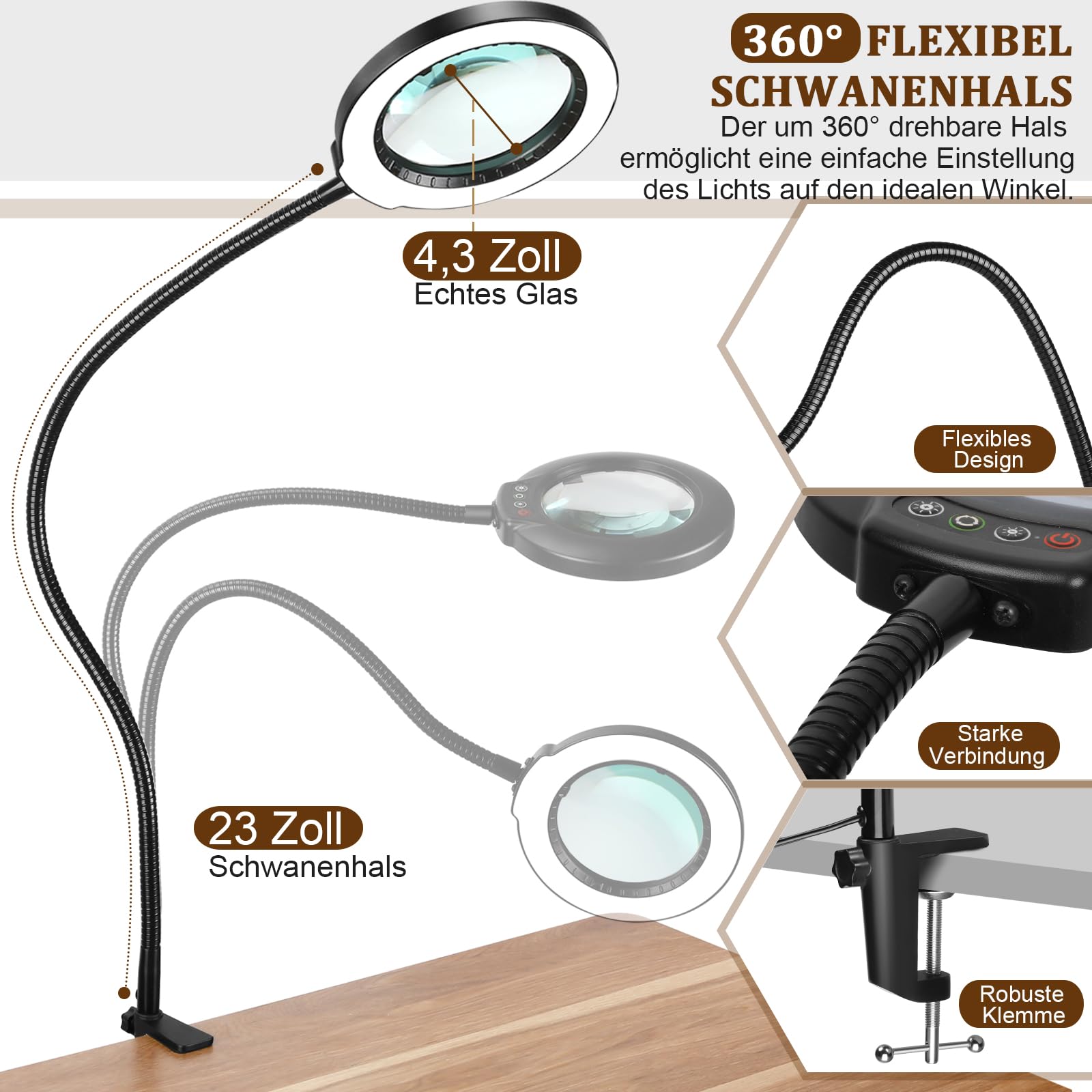 Lupa con luz y pinza para leer