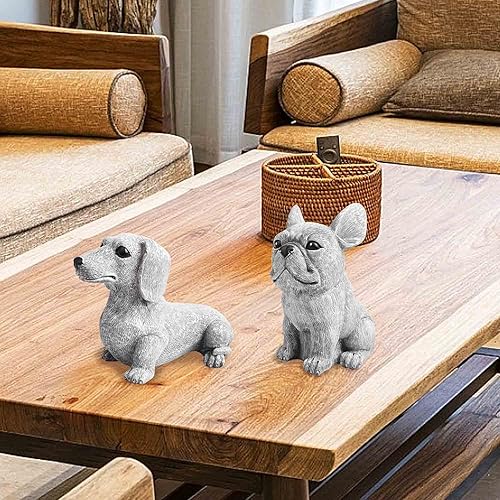 Miniatura 7 de Eeneme Adorno de bulldog francés, estatua de perro, escultura de cachorro, figura de animal de 6.8 pulgadas, decoración para patio, césped, jardín
