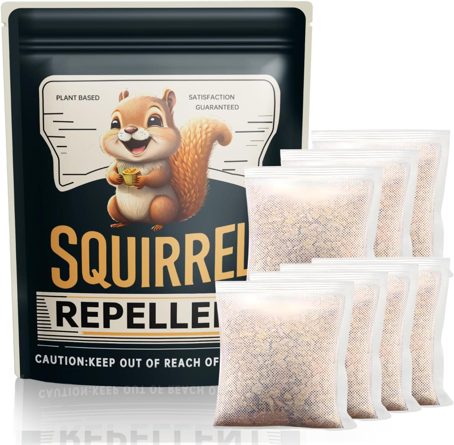 Squirrel Repellent Outdoor, Natural Squirrel Deterrent for Plants, Attic & Bird Feeders, Safe Around Kids & Pets, Helps Keep Squirrels Chipmunk Away from Yard & Garden – 7 Pouches