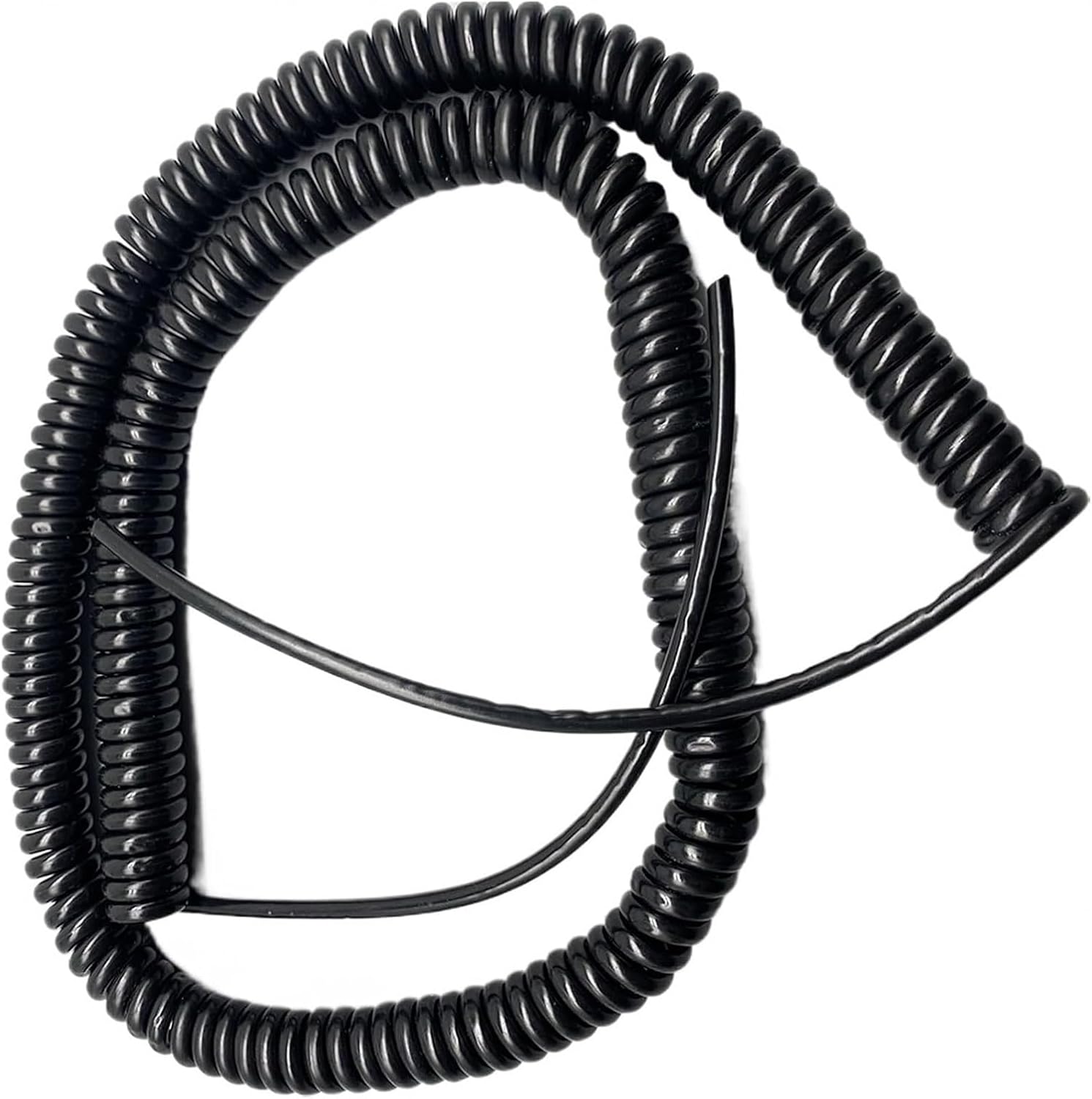 Retractable Spring Coiled Extension Cord ， 24AWG 7 Core Cable 0.2mm Square Pure Copper Black Retractable Power(Stretch 3.75 Meters)