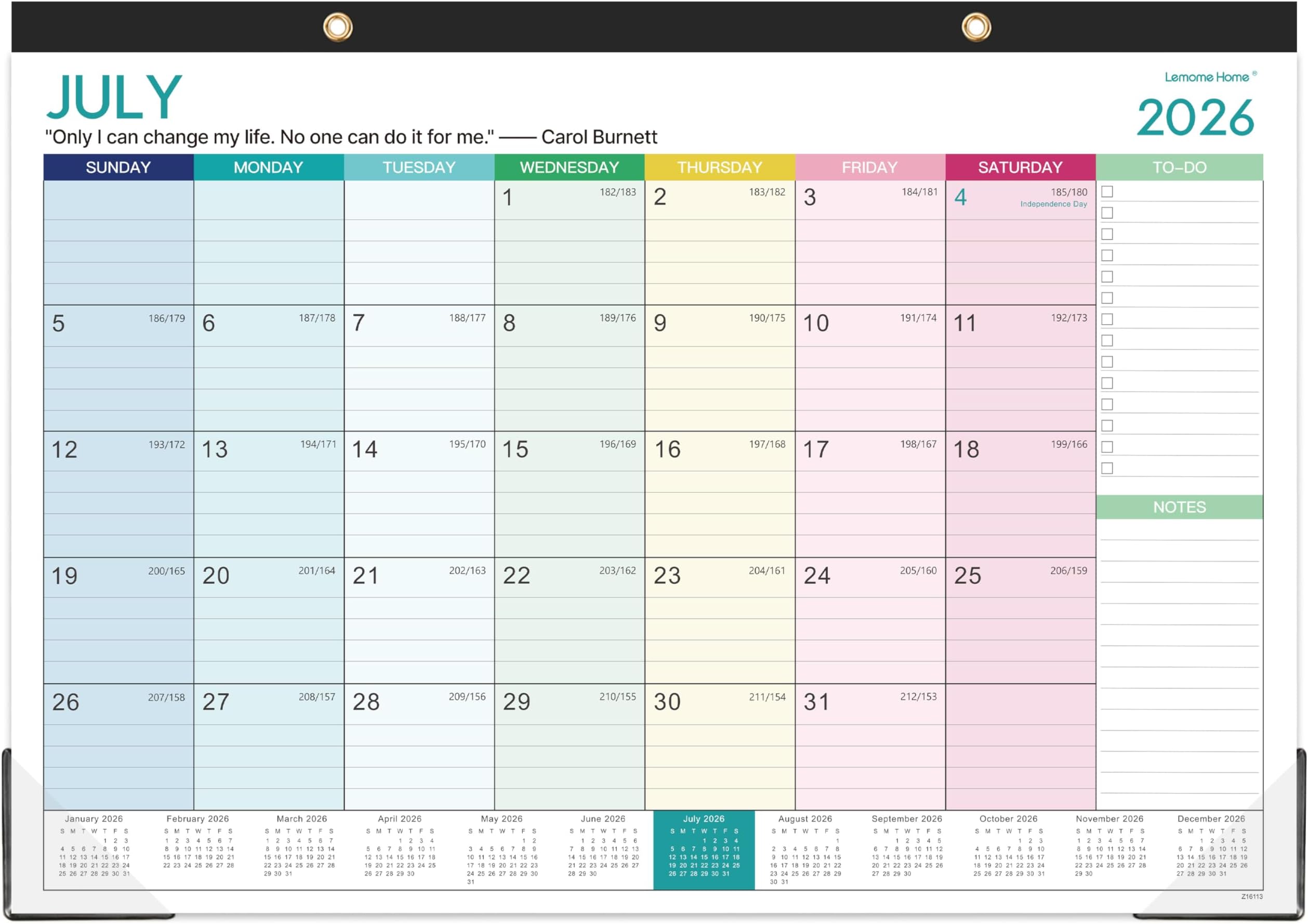 Calendar 2026-2027 - Desk Calendar 2026-2027, 18 Monthly Desk/Wall Calendar,16.8" x 12", July 2026 - December 2027, Thick Paper with Corner Protectors, Large Ruled Blocks - Colorful Lump