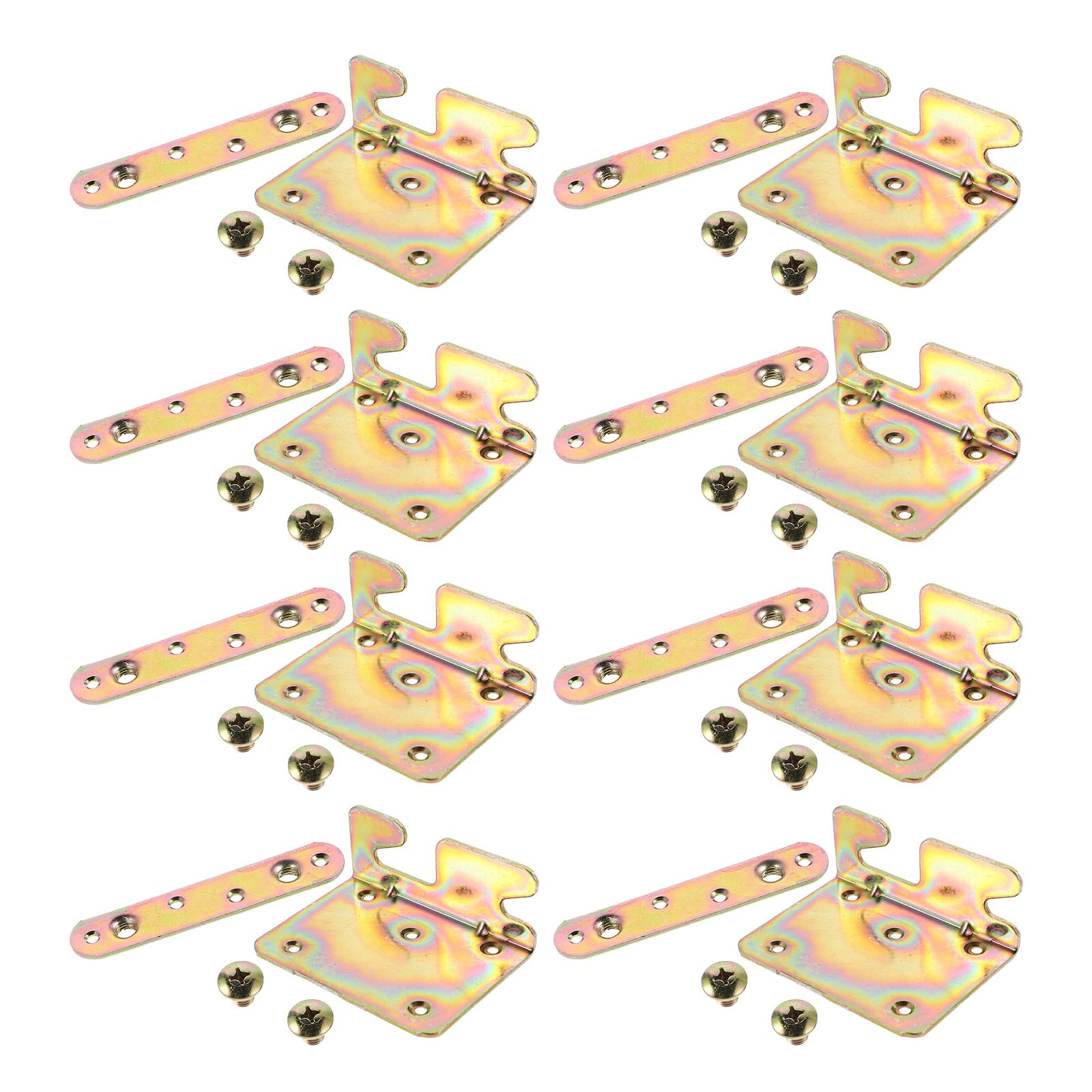 GLEAVI Set 8 Accessori Ferramenta per Sponde Letto in Metallo 2.0mm Connettori e Staffe per Struttura Letto in Legno Kit Cerniere Invisibili per Mobili Resistente e Silenzioso