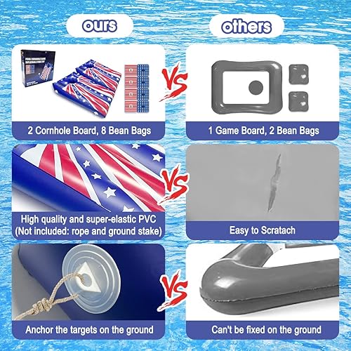 Miniatura 2 de Fisca Juego de Cornhole inflable para piscina, juguete flotante para lanzar bolsas de frijol, juguetes de fiesta de verano para niños, adolescentes,