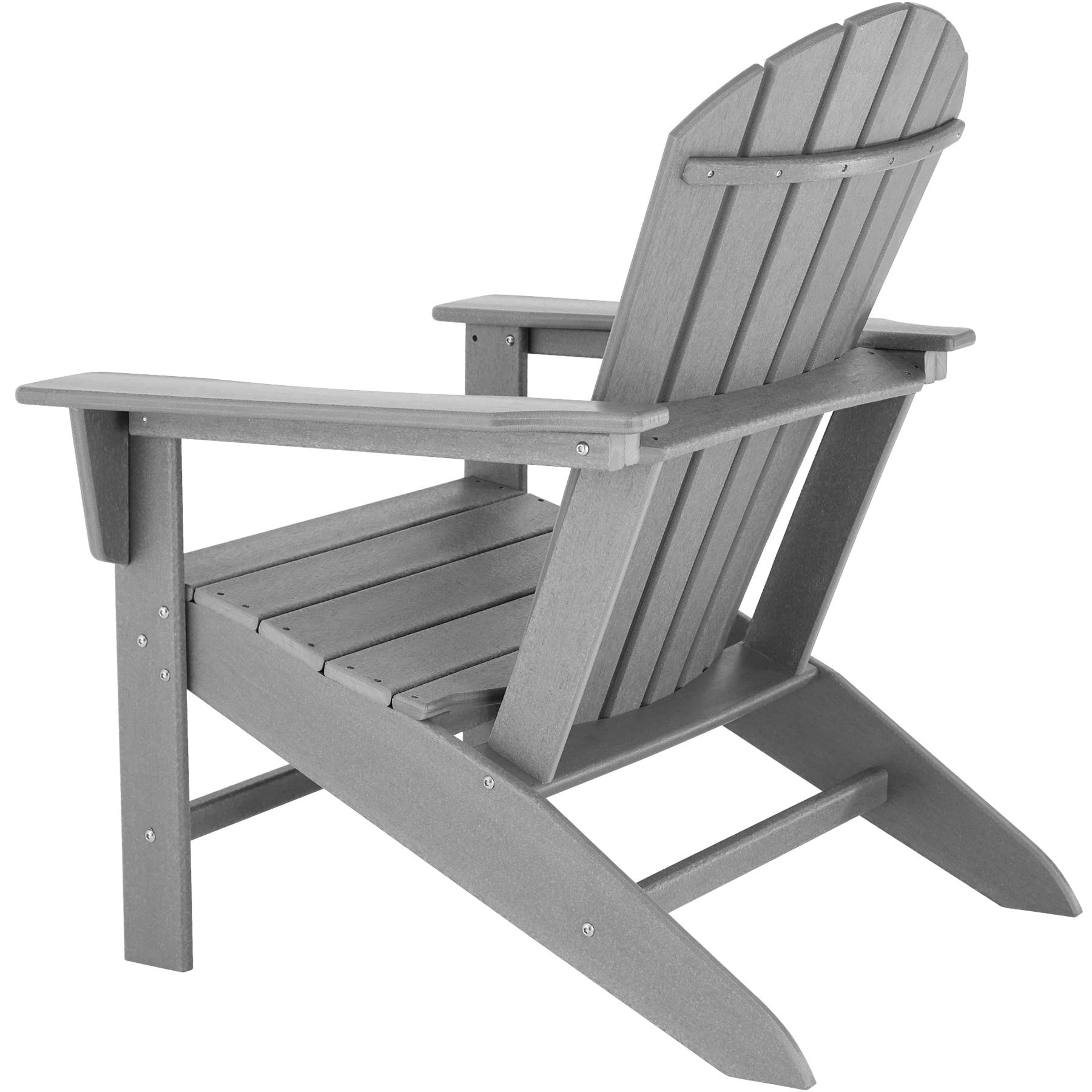 tectake® Gartenstuhl Adirondack in Holzoptik, komfortable Rückenlehne, Gartensessel mit extrabreiten Armlehnen, für Garten, Terrasse und Balkon, wetterfest - grau