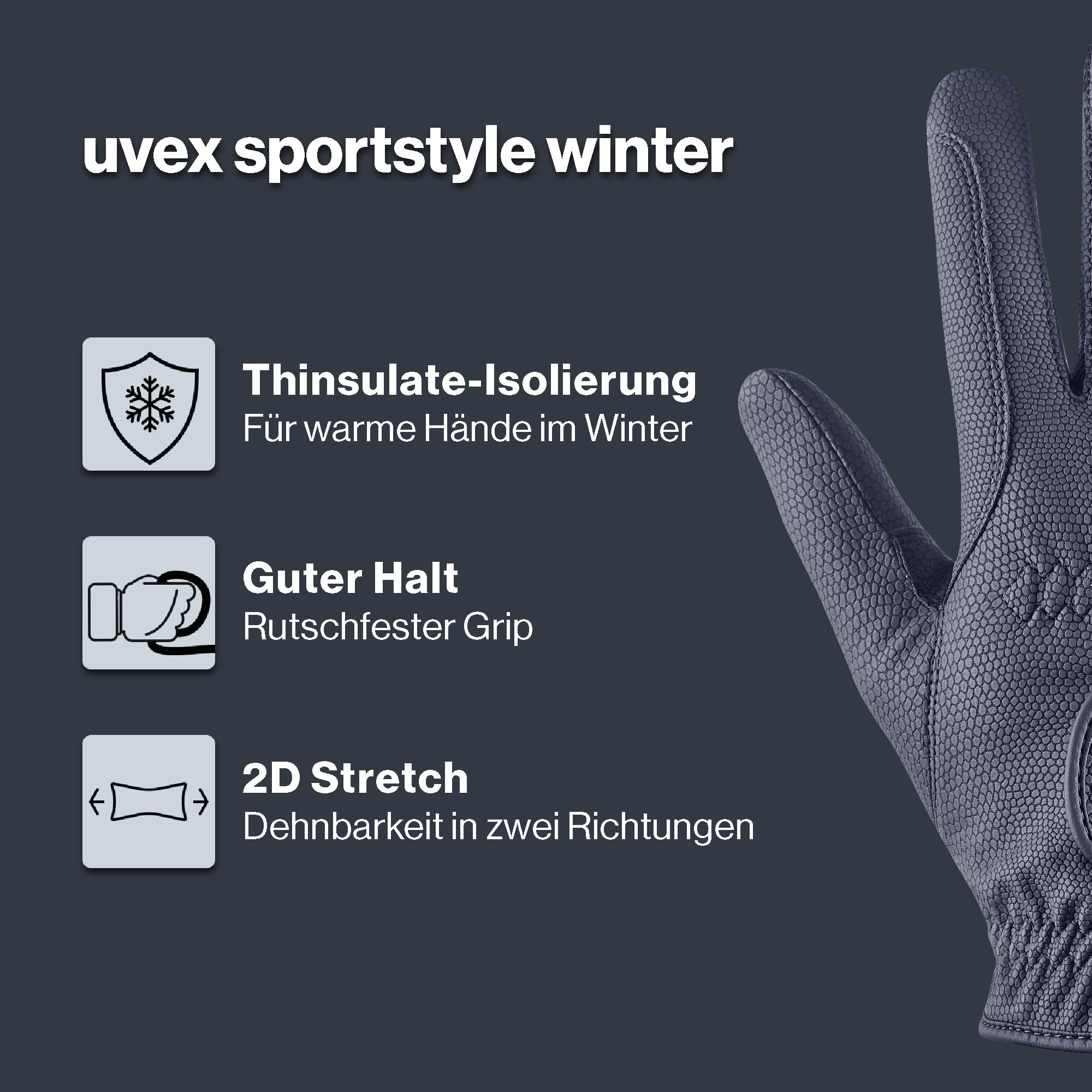 Uvex Sportstyle Winter Reithandschuhe, Blue, 7.5