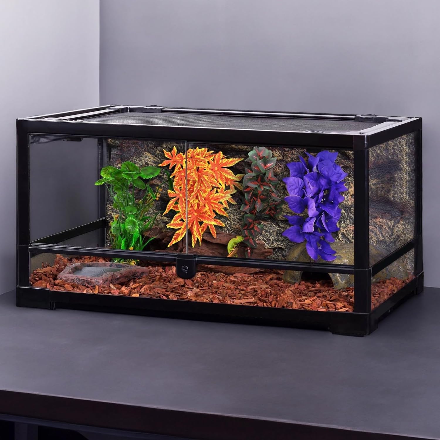 3 Pcs Artificial Vines For Reptile Habitat, 12 Hanging Plants With Suction Cups, Realistic Climbing Decor For Lizards, Snakes, Geckos