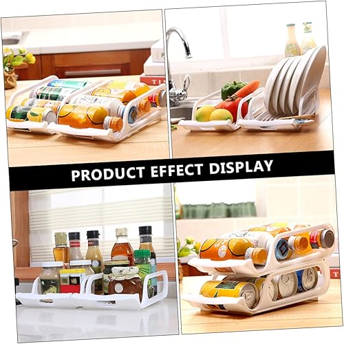 Miniatura 7 de 2 soportes de plástico apilables para latas, color blanco, contenedores de almacenamiento para refrigerador