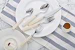 ANNOVA 20 Pièces en acier inoxydable Ensemble plat/couvert - Poignées de couleur - 4 x Fourches à dîner, 4 x Fourches de salade, 4 x Couteaux de dîner, 4 x Des cuillères à soupe, 4 x Dessert Spoons (crème, 20 Pièces)
