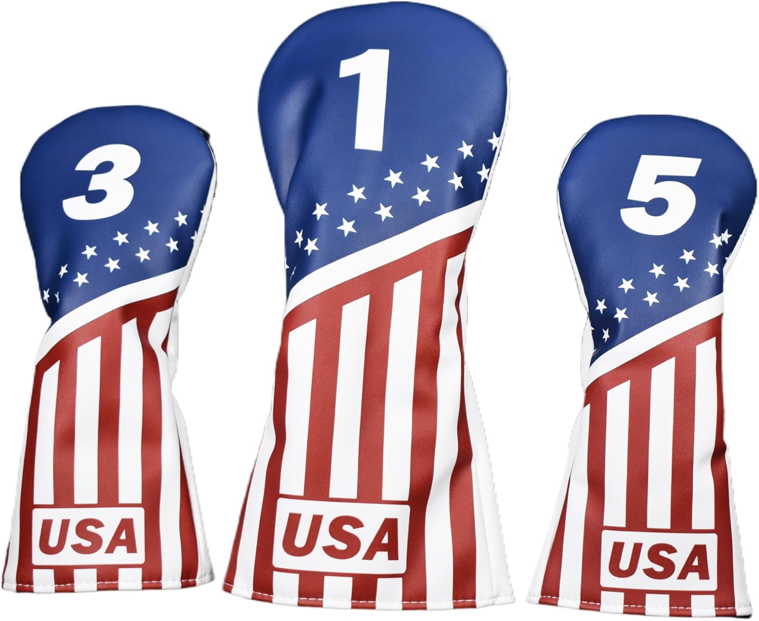 3pcs Golf Club Headcovers, PU Leather Head Covers for Drivers Fairway Woods Hybrids, Waterproof Protective Golf Club Covers for Men Women Golfers