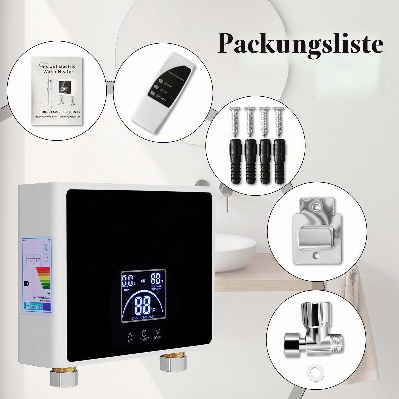 Durchlauferhitzer, 5500W Elektrische Durchlauferhitzer mit LED Display