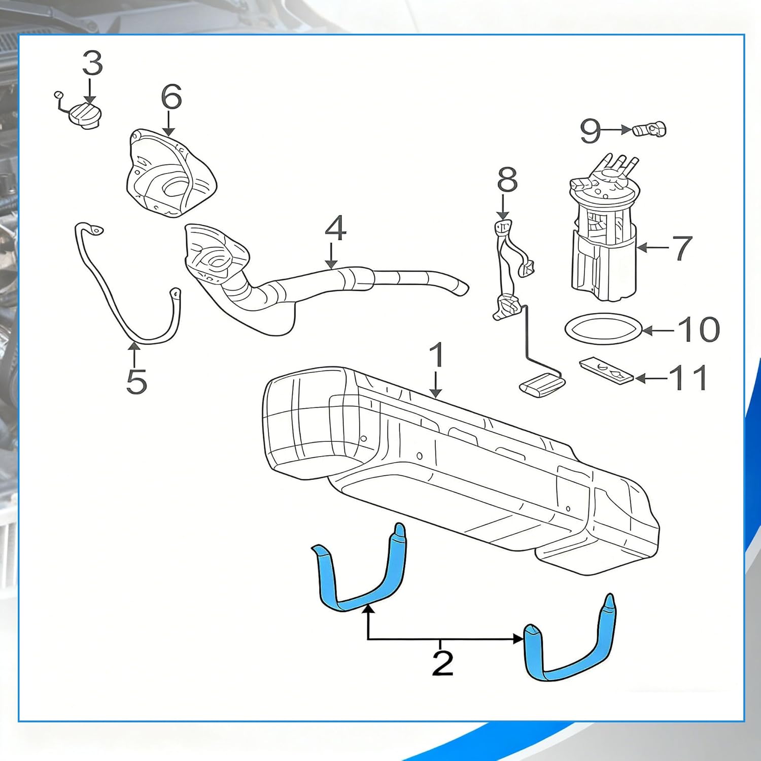578-183 2x Fuel Gas Tank Straps Bracket Compatible with Chevrolet Silverado GMC Sierra 1500 2500 3500 1999-2019 Replaces 15288145, 15710284