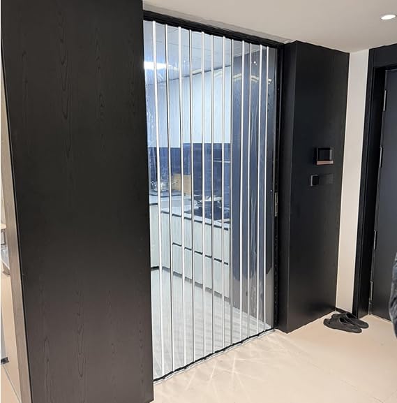 LVLDAWA Interior Accordion Door, Aluminum Frame Kitchen Sliding Door Kit With Trackless Interior Transparent Multifold Folding Doors For Closet Pantry(60X150CM)