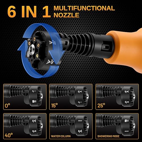 Miniatura 7 de Batería de lavadora a presión inalámbrica Bowered 1060 PSI compatible con batería Makita, lavadora eléctrica portátil para automóviles de 5000 mAh