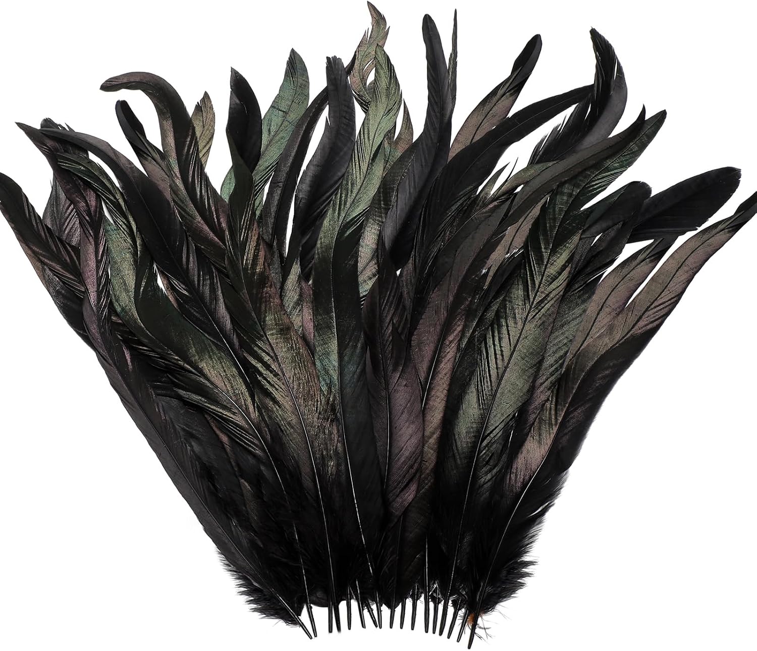 Yuxung Black Craft Feathers Bulk 100 Pcs, 12-14 Inch Long Natural Rooster Tail Feathers Party Decoration for Party Birthday Wedding DIY Crafts Costume Performances Ornaments